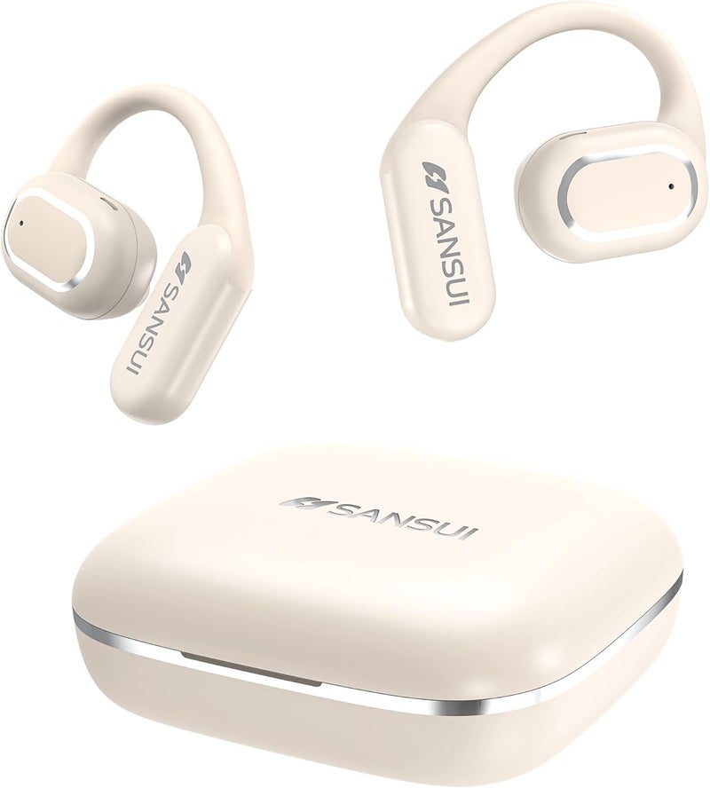 Sansui AI Translation Earbuds Real Time,6-in-1 Bluetooth 6.0 Language Translator Earbuds,Audifonos Traductores Inglés Español,Translate Ear Buds with 42H Playtime for Travel,Learning(Ivory White) - Image 1